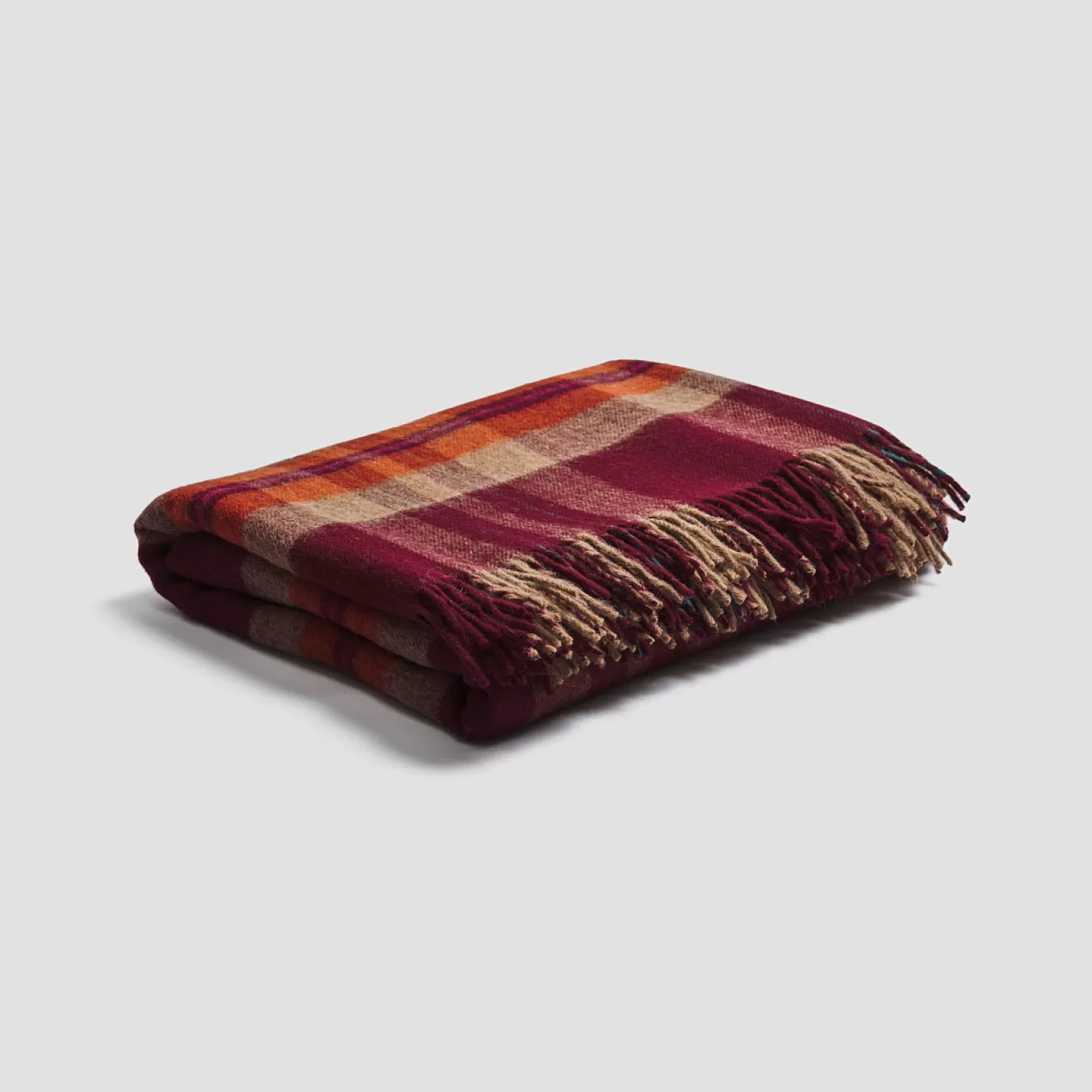 Piglet in Bed Berry Plaid Cabin Wool Blanket