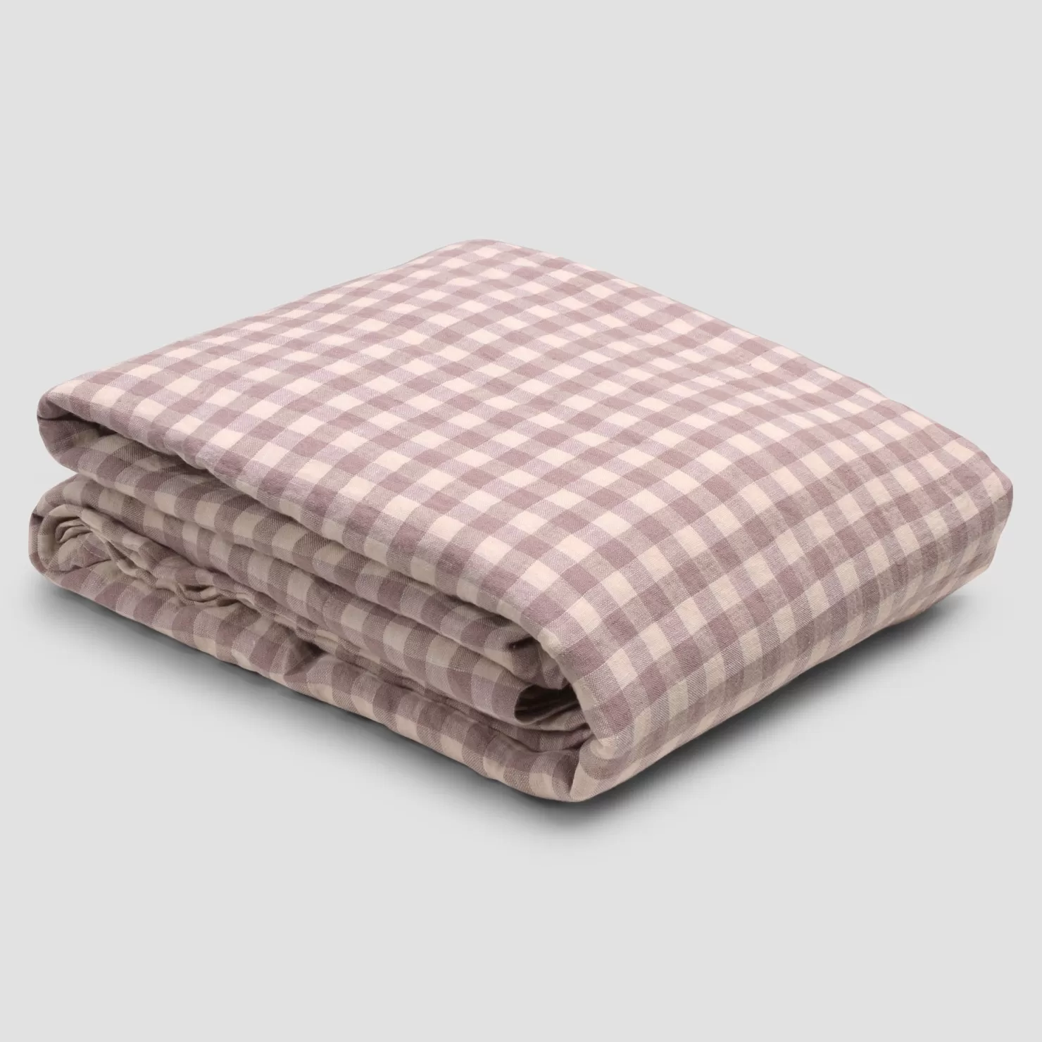 Piglet in Bed Elderberry Gingham 100% Linen Flat Sheet