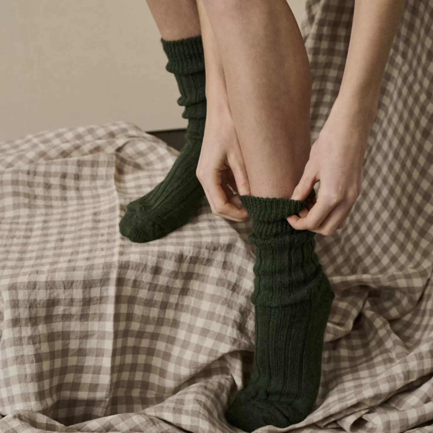 Piglet in Bed Fern Green Alpaca Socks