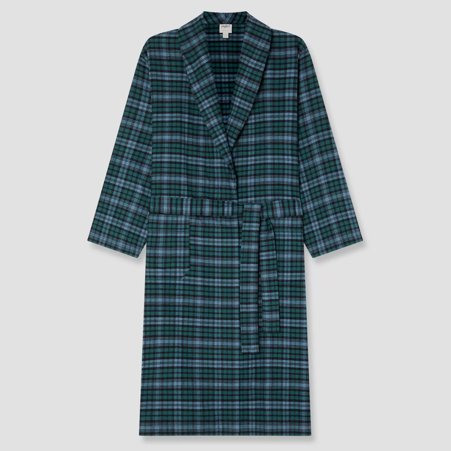 Women Piglet in Bed Heathcliff Plaid Flannel Cotton Robe