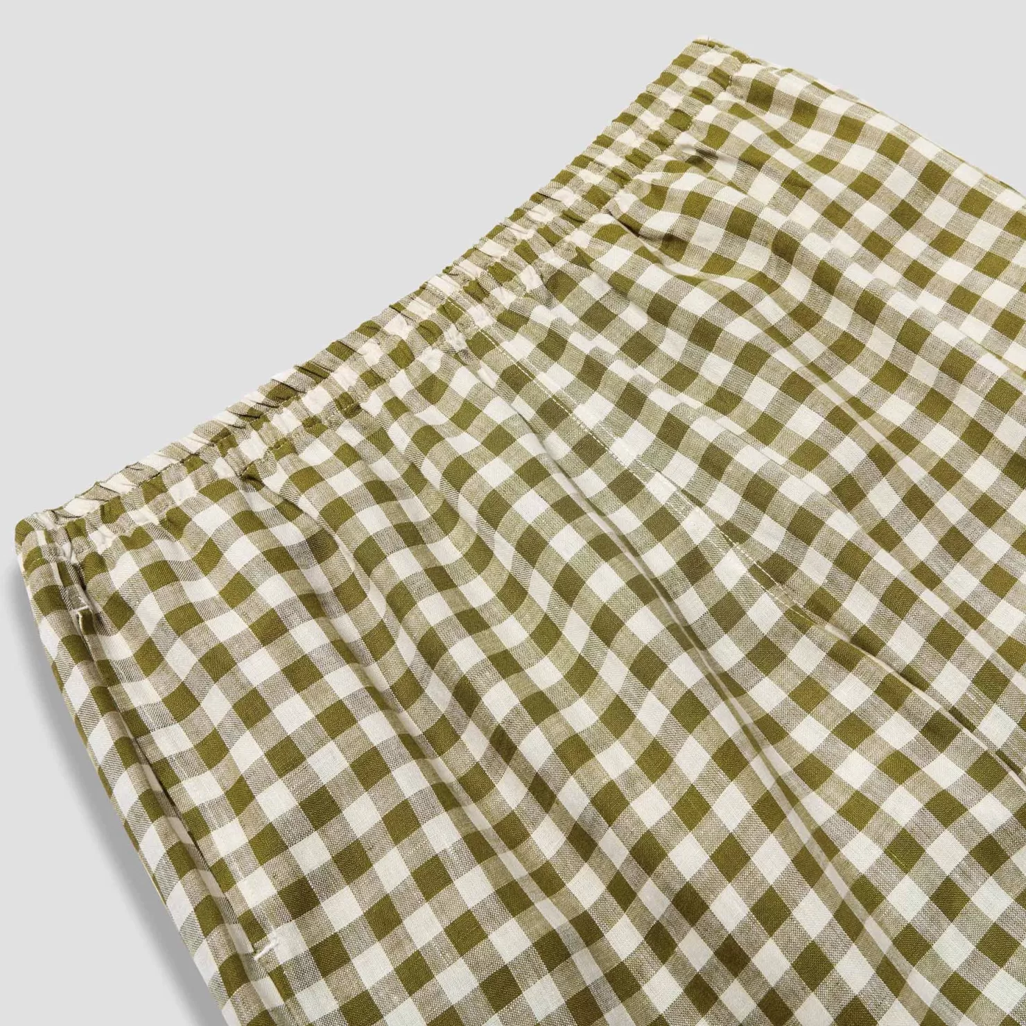 Piglet in Bed Men's Botanical Green Gingham Linen Pajama Pants