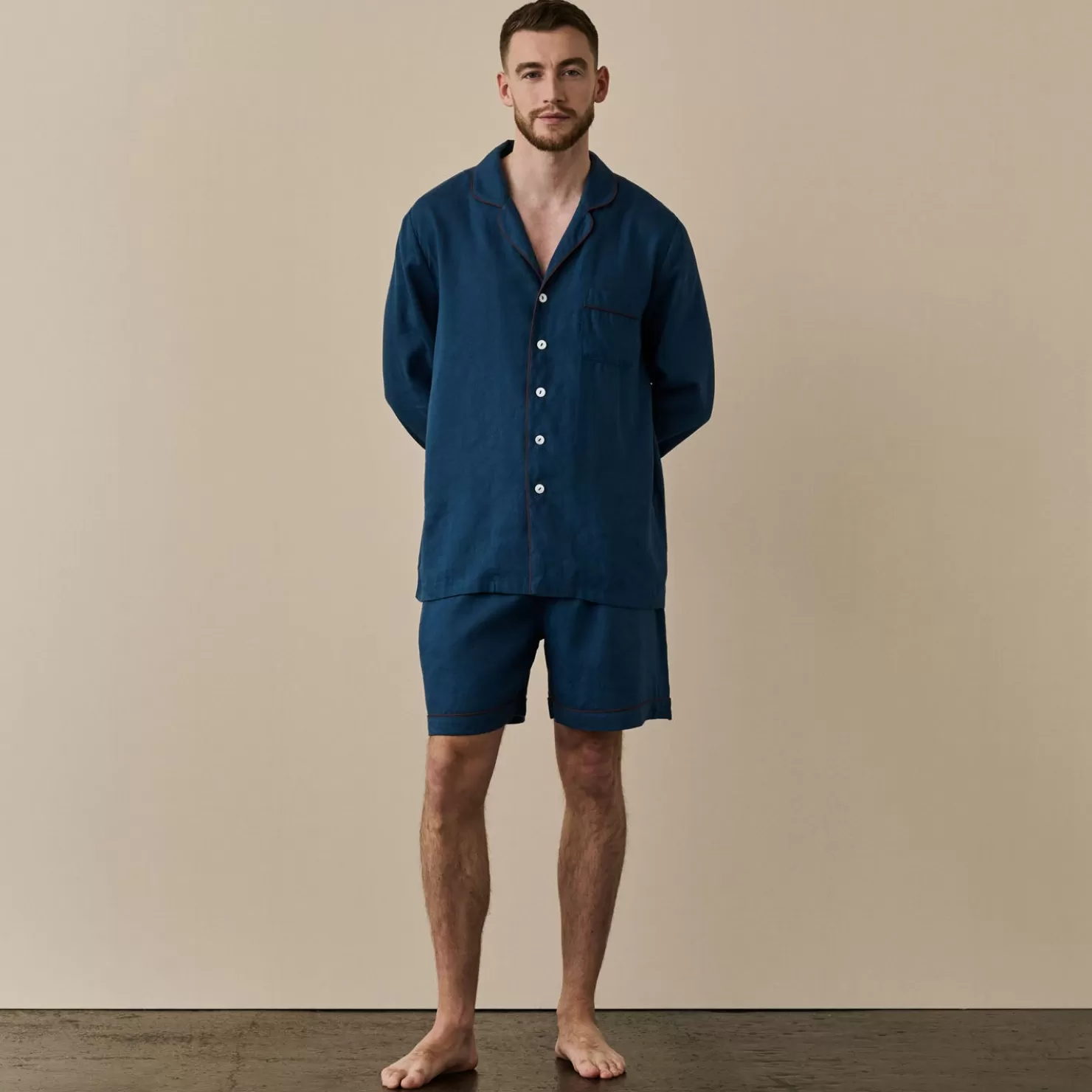 Piglet in Bed Men's Linen Pajama Short Set