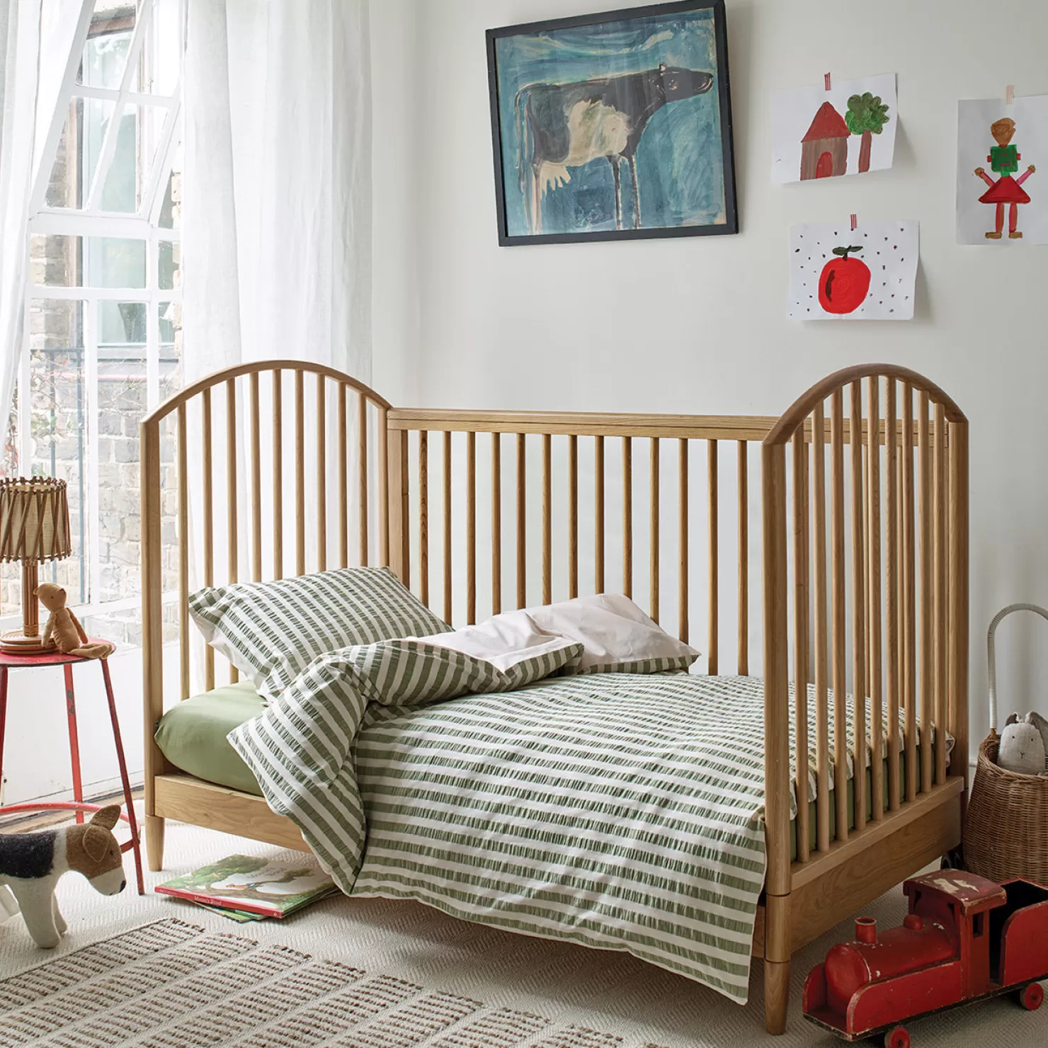 Kids Piglet in Bed Pear Seersucker Kids Stripe Cotton Bedding Set