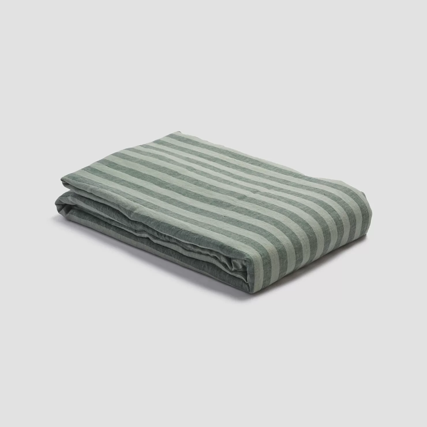 Piglet in Bed Pine Green Stripe 100% Linen Duvet Cover