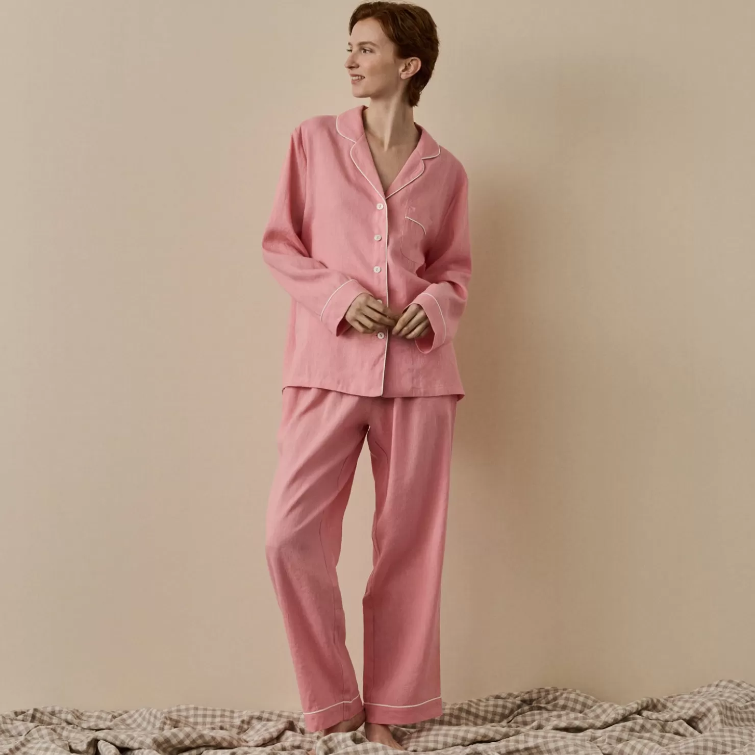 Women Piglet in Bed Linen Pajama Set