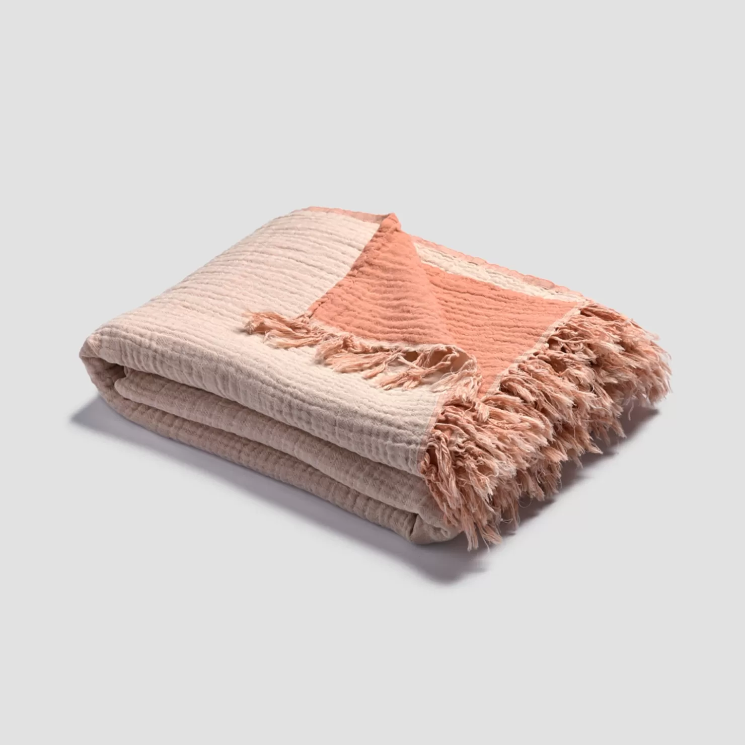 Piglet in Bed Pink Clay & Birch Textured Cotton Throw