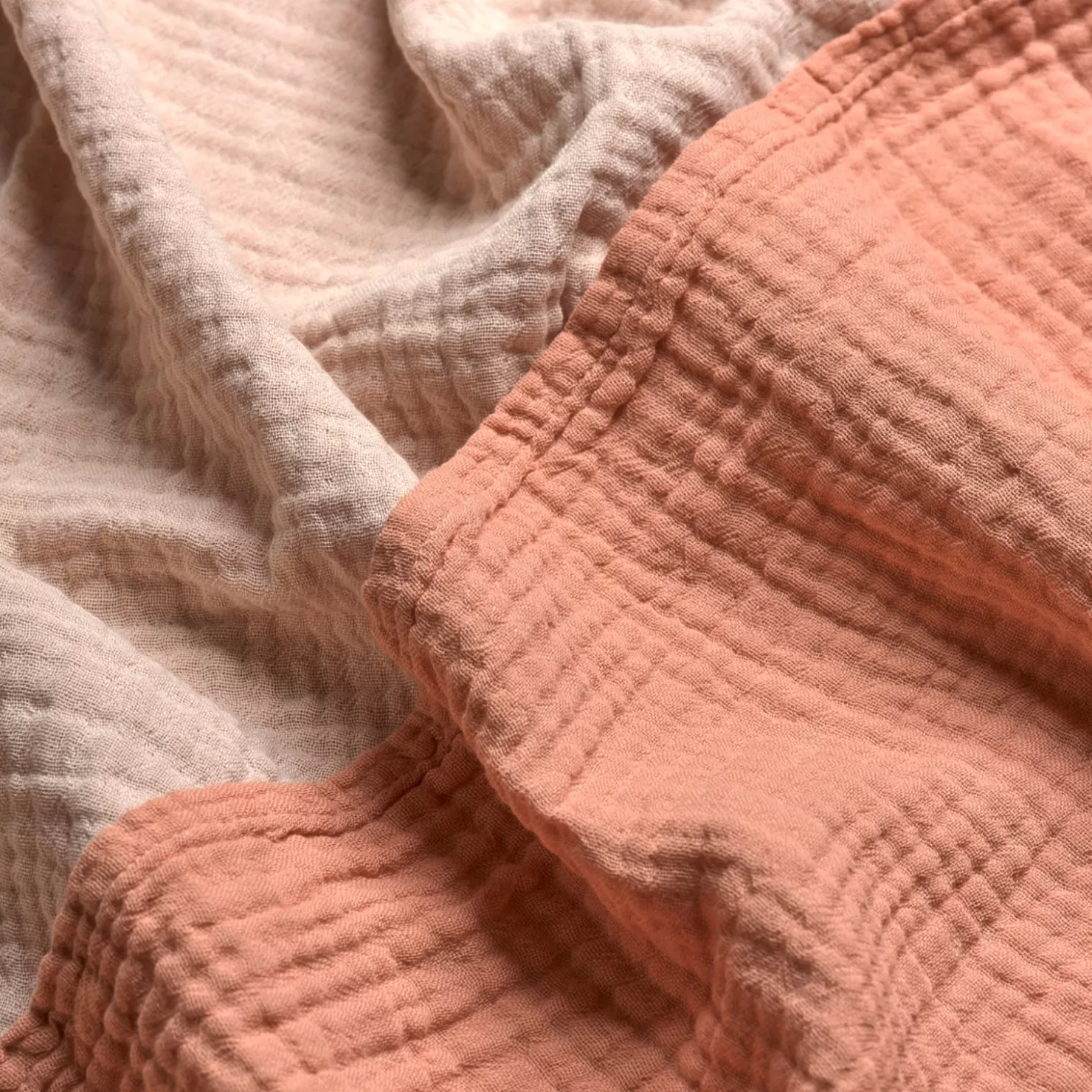 Piglet in Bed Pink Clay & Birch Textured Cotton Throw