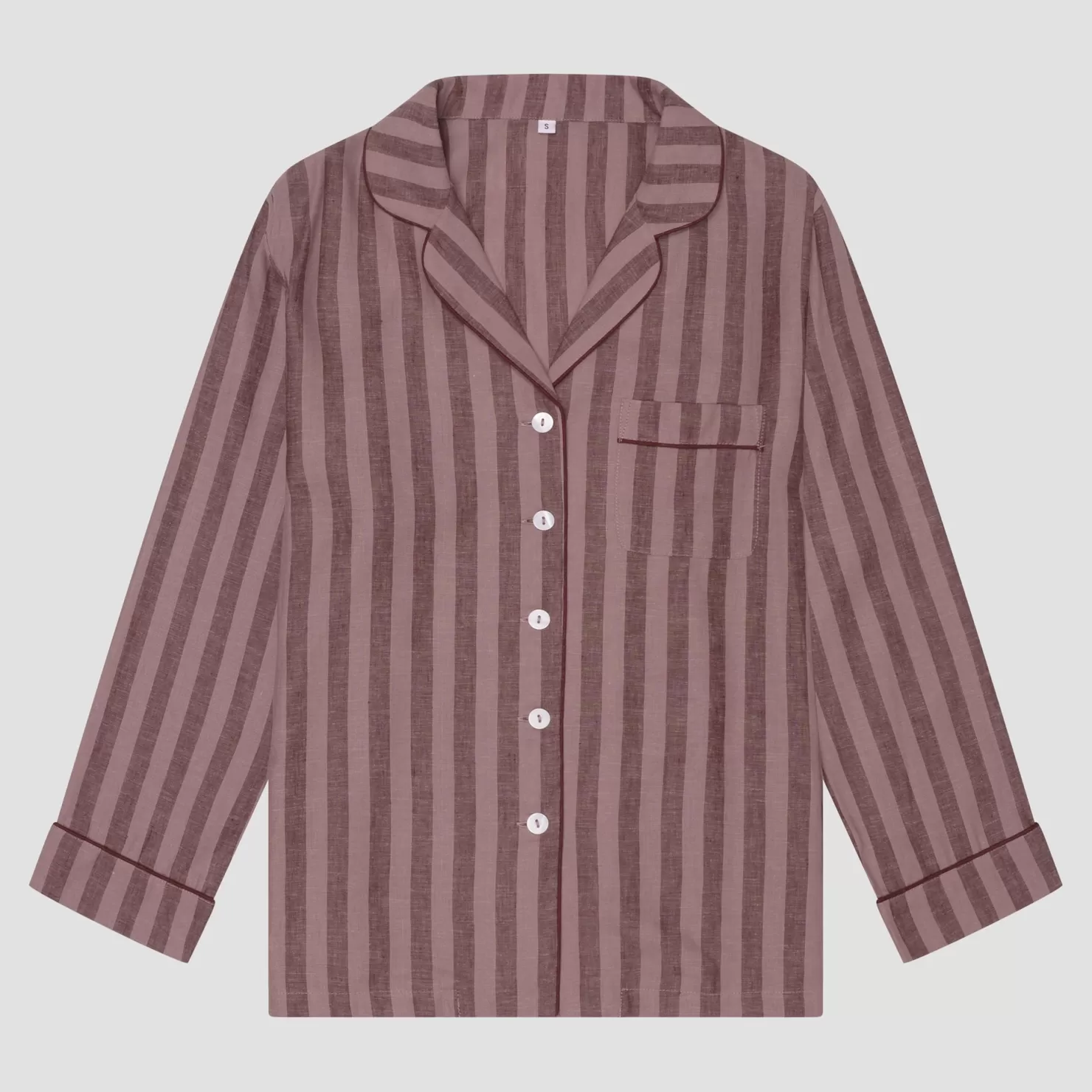 Piglet in Bed Port Woodrose Striped Linen Tencel Men's Pajama Shirt