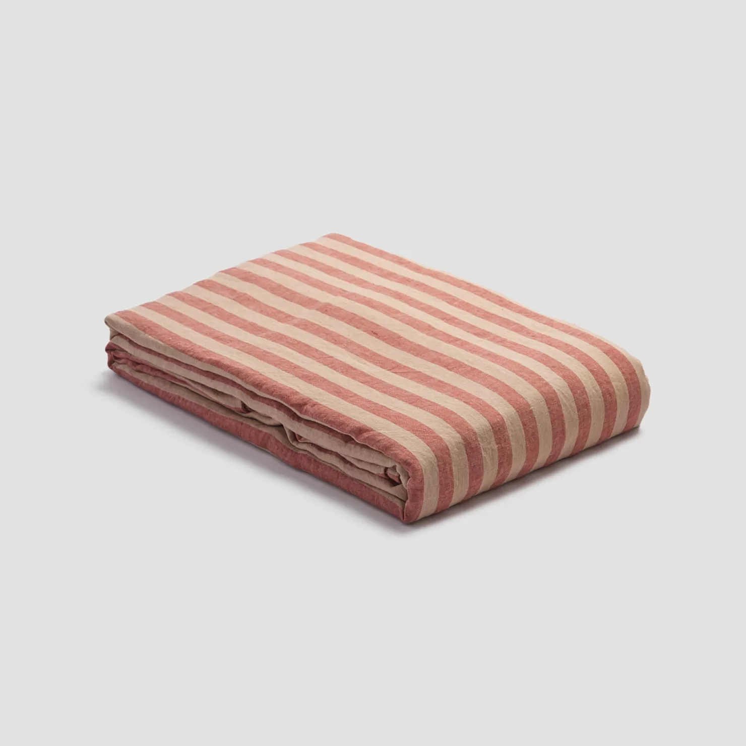 Piglet in Bed Sandstone Red Stripe 100% Linen Duvet Cover