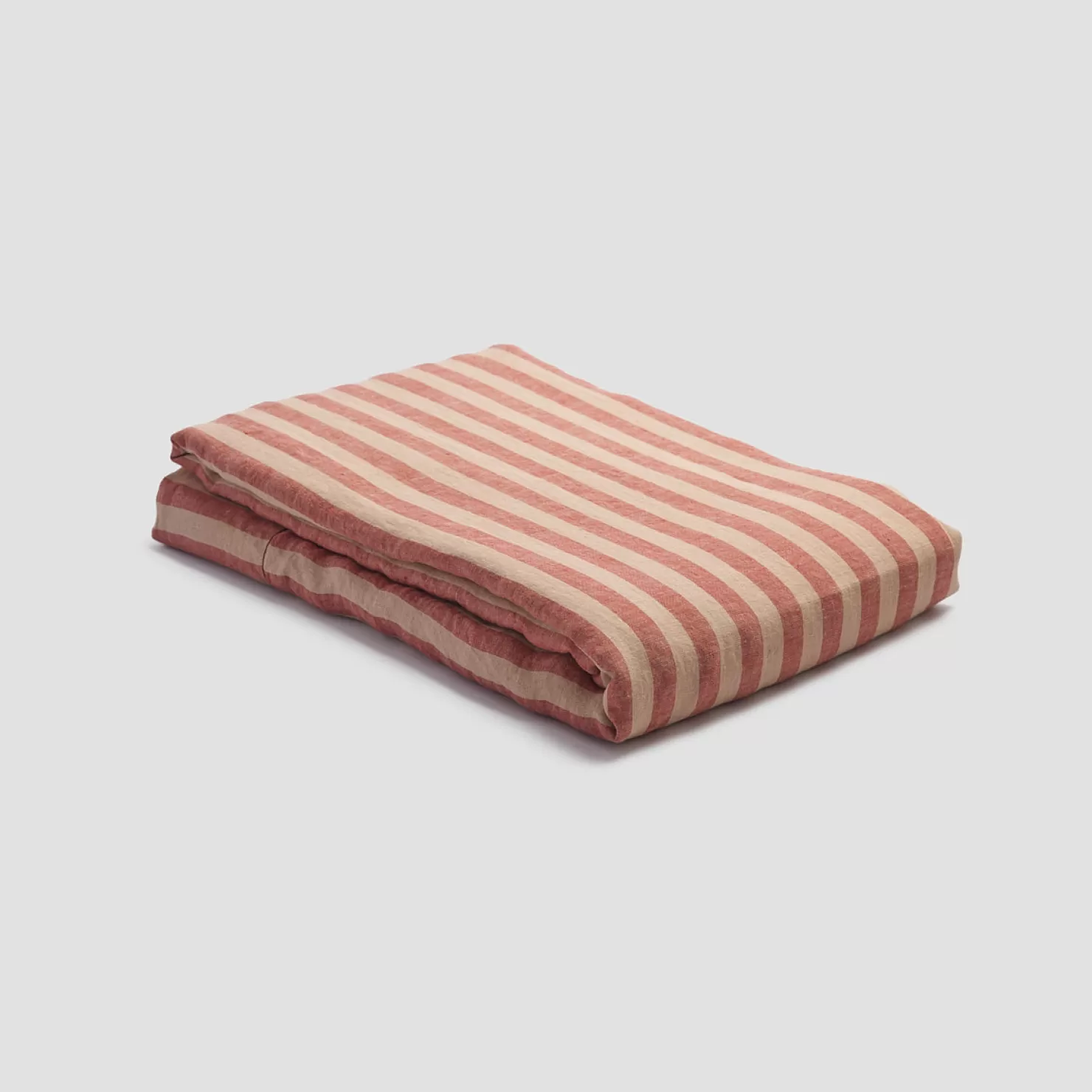 Piglet in Bed Sandstone Red Stripe 100% Linen Flat Sheet