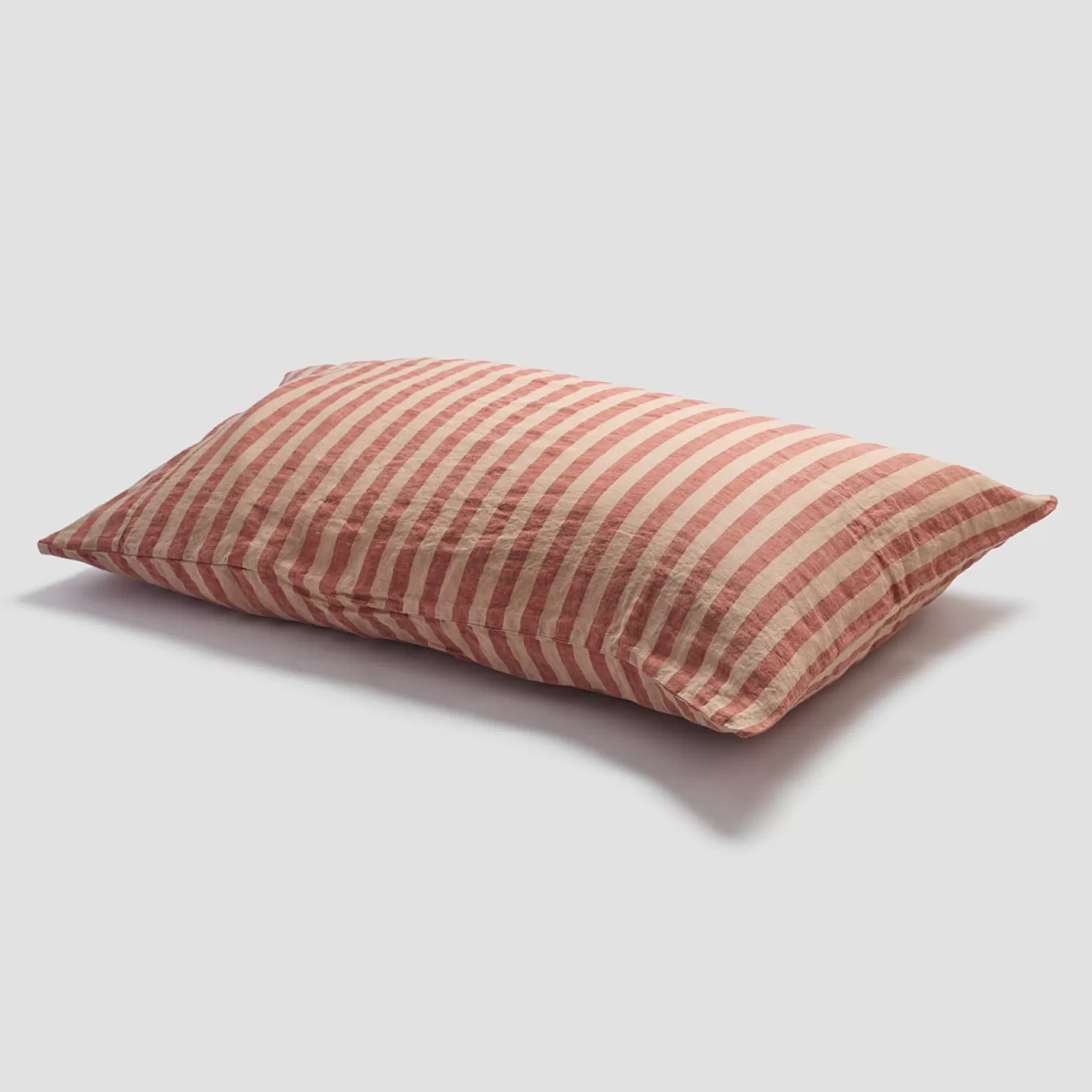 Piglet in Bed Sandstone Red Stripe 100% Linen Pillowcases (Pair)