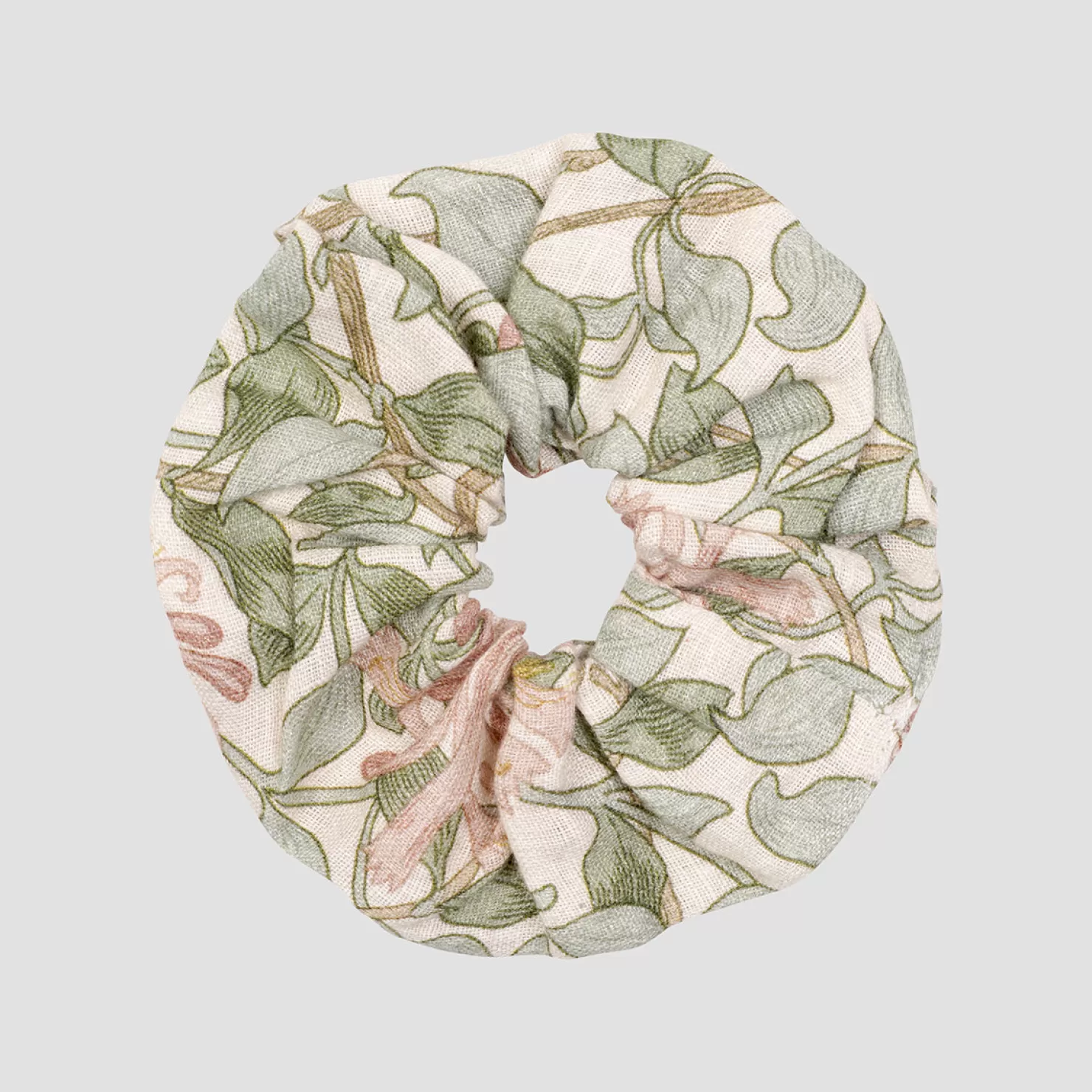 Women Piglet in Bed Soft Sage Honeysuckle Linen Scrunchie